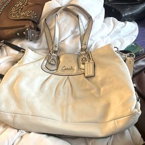 White Leather Coach Bag